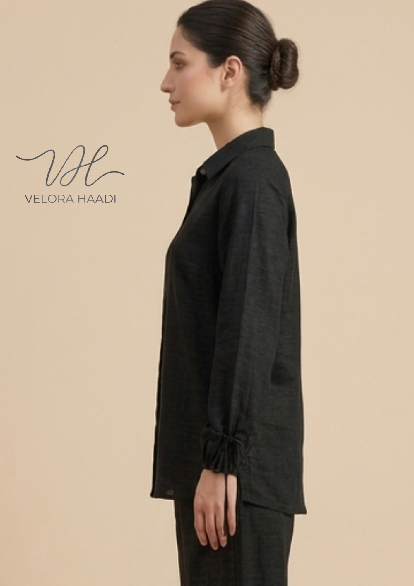 Premium Linen Button-Down PJ Set with Tie-Cuff Details - Image 4
