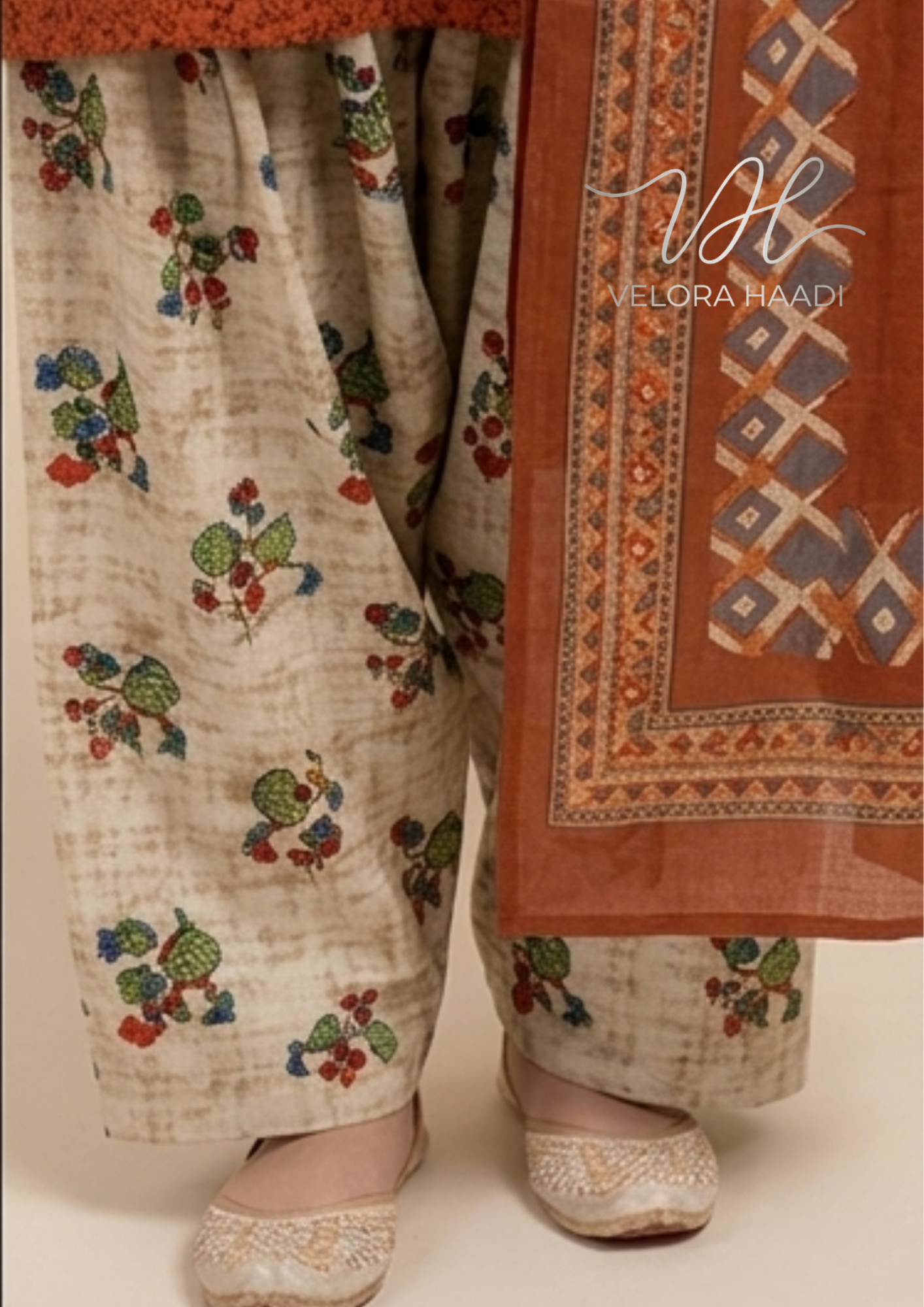 Embroidered 3-Piece Lawn Suit with Printed Dupatta – Rust Orange - Image 5