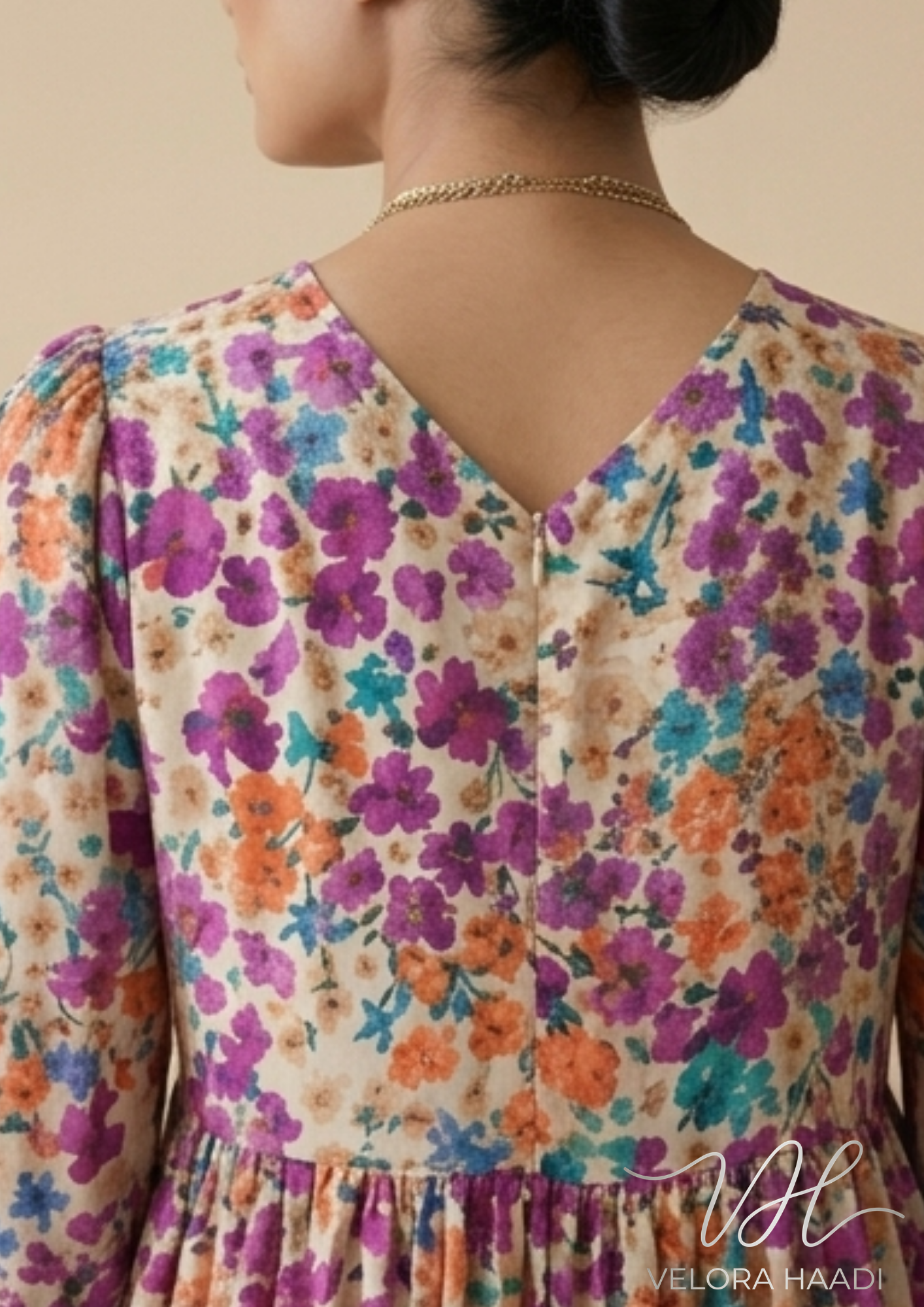Vibrant Floral Tiered Maxi Dress – Multi-Color Violet & Orange - Image 2