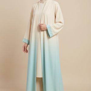 Ivory & Aqua Ombre Open Abaya