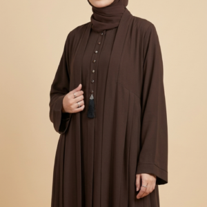 Chocolate Brown Button Detail Abaya