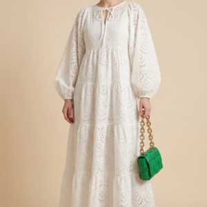 Pristine White Eyelet Tiered Maxi