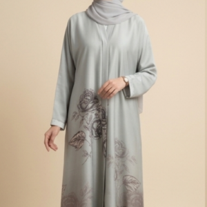 Silver Mist Floral Print Abaya