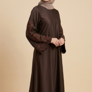 Stone Beige Ribbed Knit Abaya