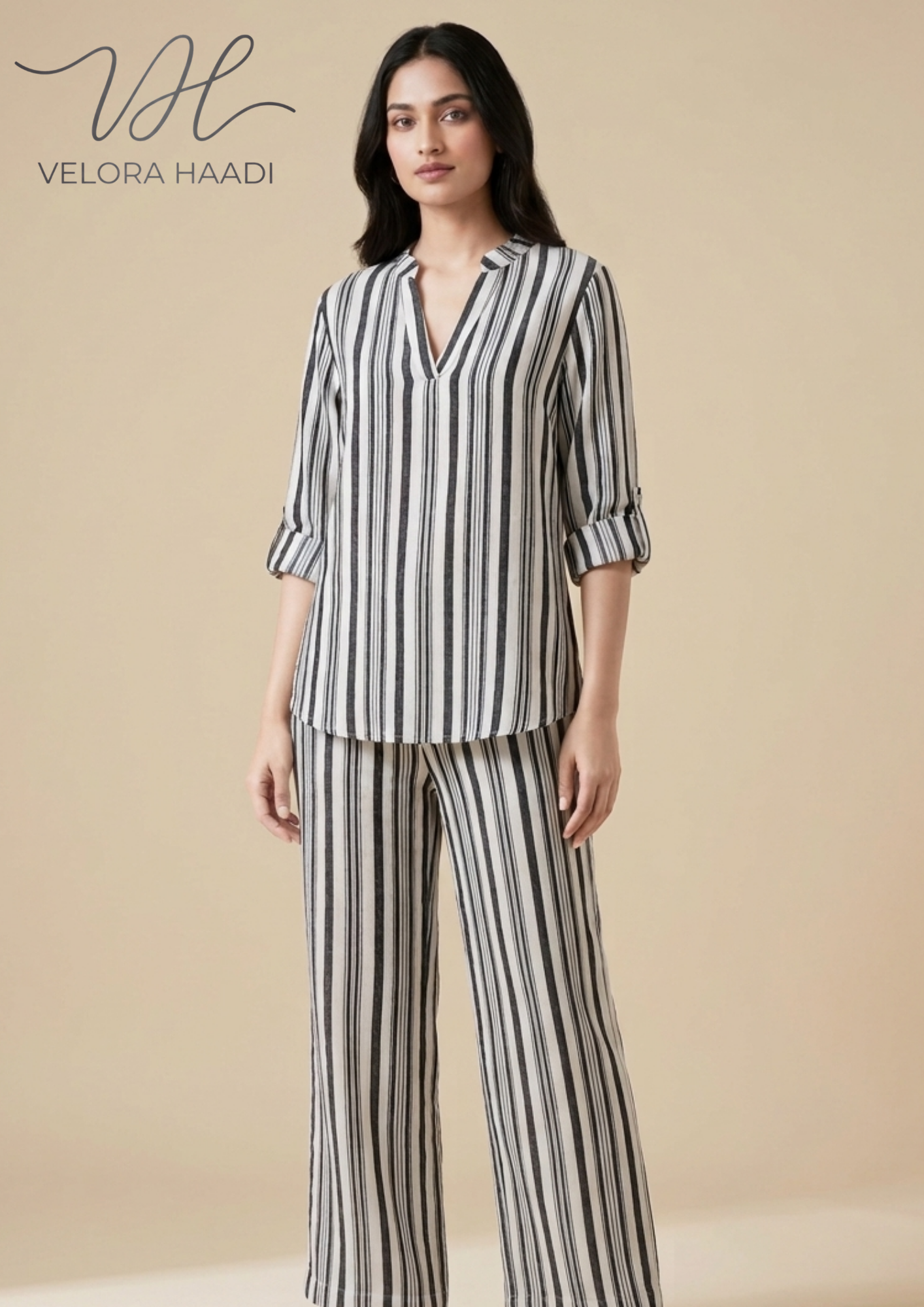 Premium Linen Striped PJ Set