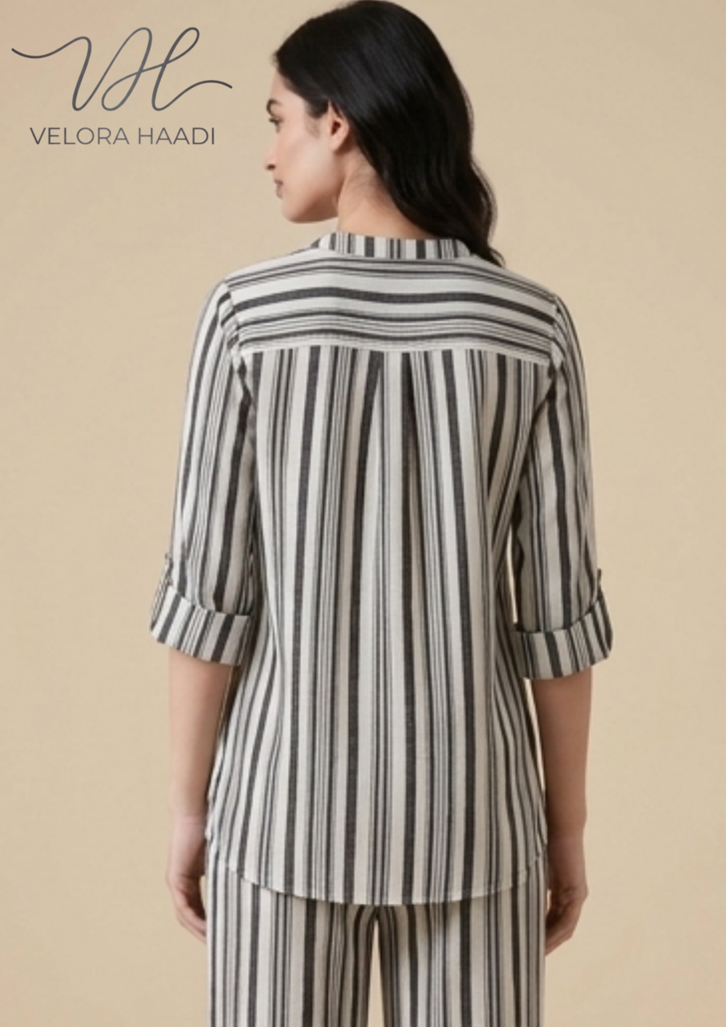 Premium Linen Striped PJ Set - Image 2