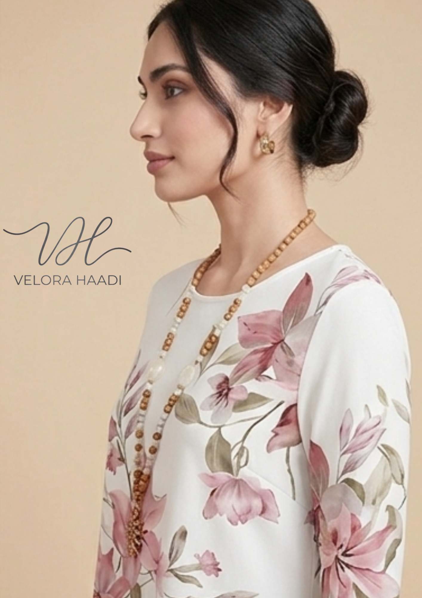 Premium Floral High-Low CO-ORD Set – Ivory & Deep Plum - Image 3