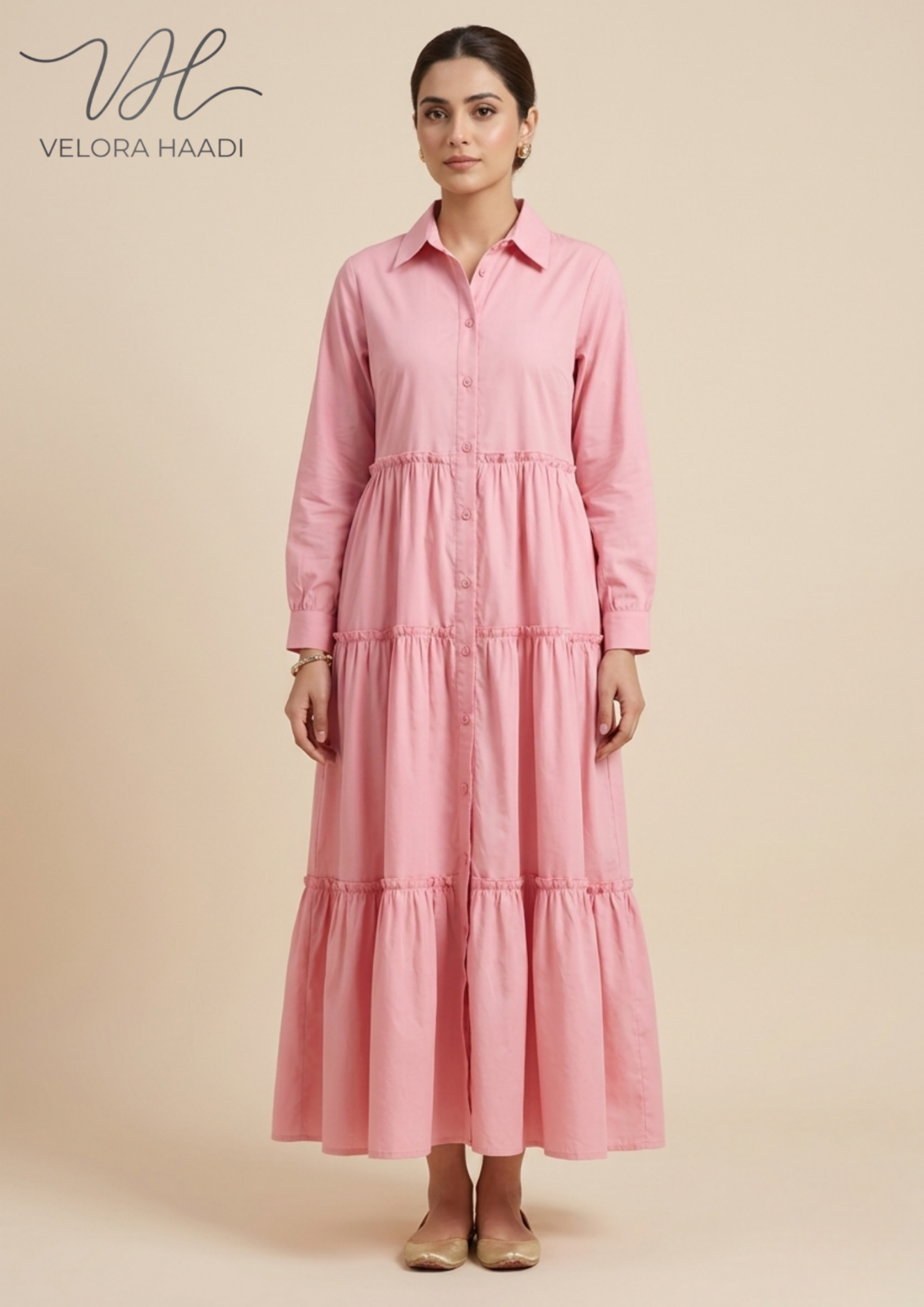 Soft Pink Tiered Maxi Dress