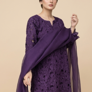 Royal Plum Laser-Cut Lace Suite