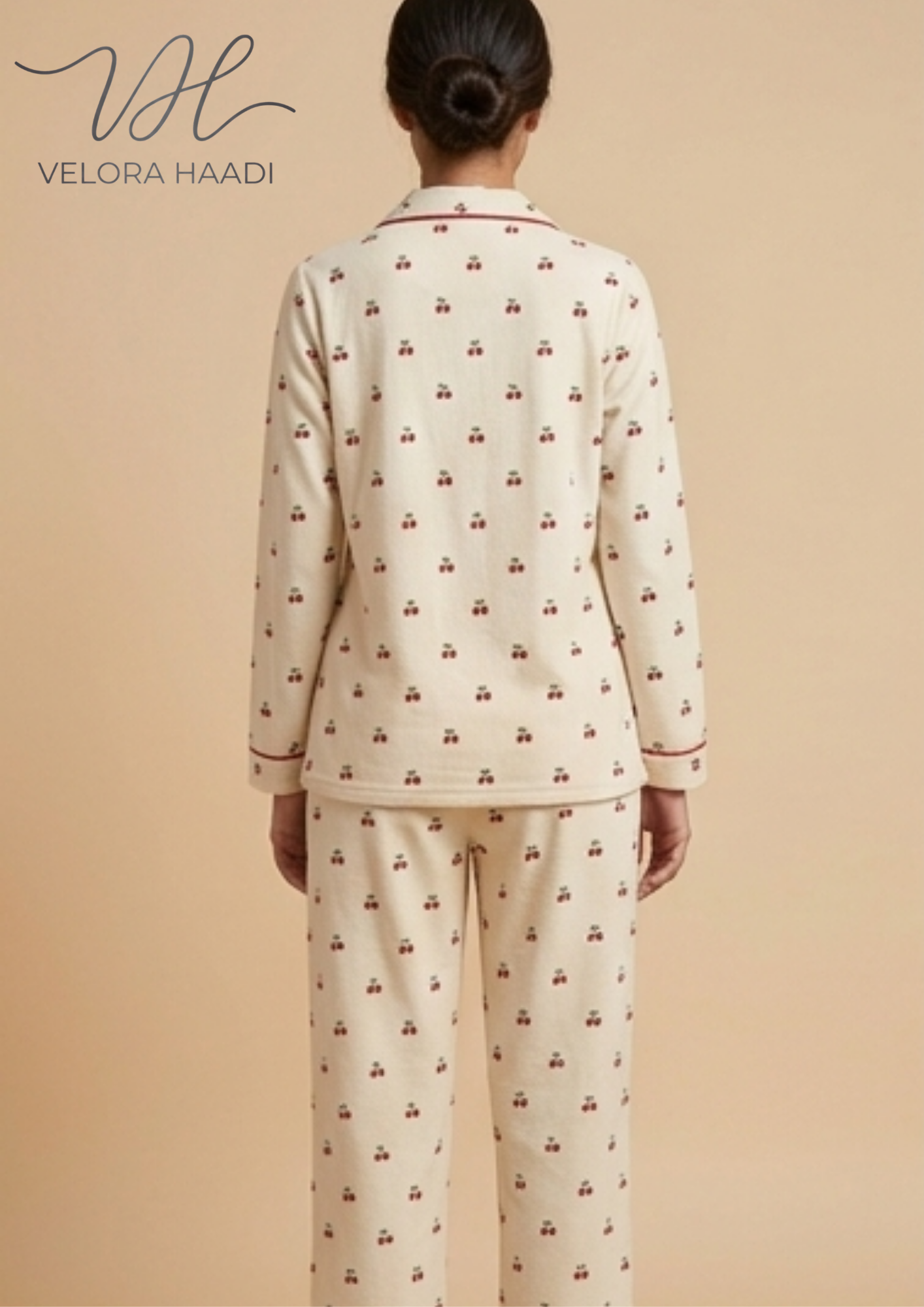 Cherry Print Classic Pajama Set - Image 3