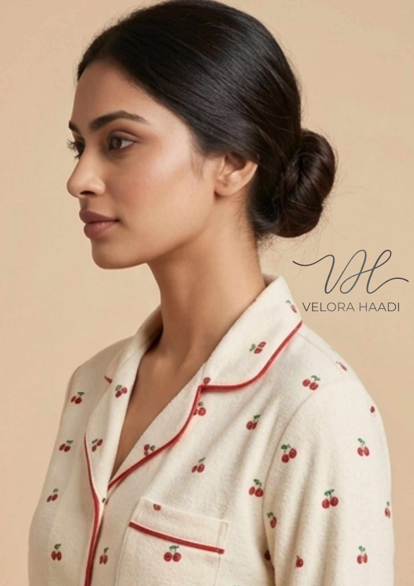 Cherry Print Classic Pajama Set - Image 4