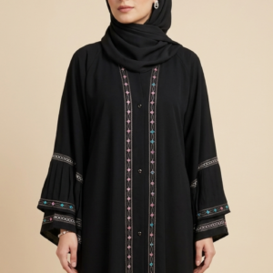 Black Floral Embroidered Abaya